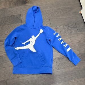 Jordan Blue Kids Hoodie with White Jumpman and Sleeve Logo